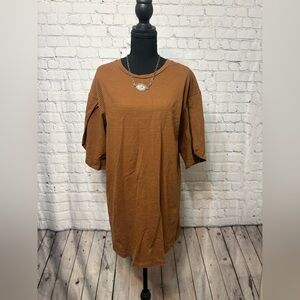 Very J Rust Striped Midi Dress